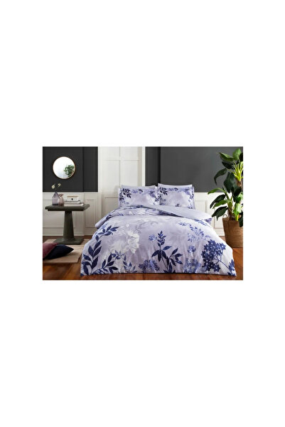 Taç Set de lenjerie de pat Delux Satin Crown - Dimensiune dublă, Albastru înc...