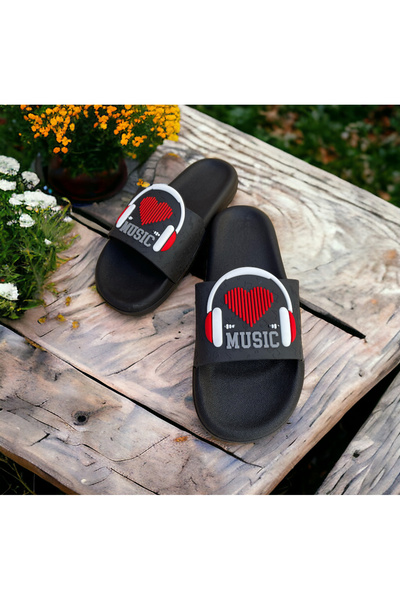 GEZER Αντιολισθητικές πλαστικές παντόφλες πισίνας και μπαλκονιού με λεπτομέρεια μουσικής νότας