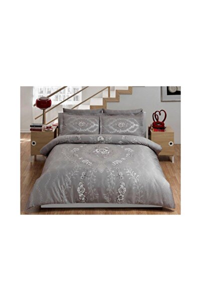 Taç TAÇ NEVRESİM TAKIMI ÇİFT KİŞİLİK DELUX SATEN LOUVRE GRİ