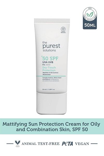 The Purest Solutions Mattierende und rückfettende Feuchtigkeitscreme mit trockenem Griff, LSF 50