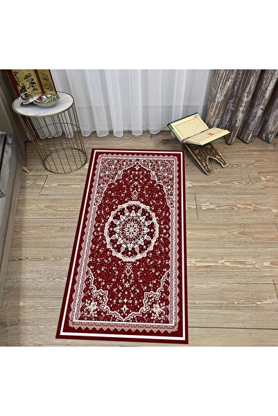 Hey Home سجادة صلاة هدية مطبوعة رقمية قابلة للغسل، V-SECCADE-40-RED