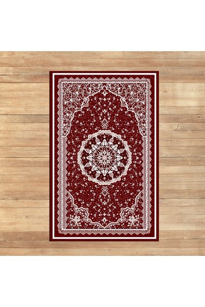 Hey Home سجادة صلاة هدية مطبوعة رقمية قابلة للغسل، V-SECCADE-40-RED