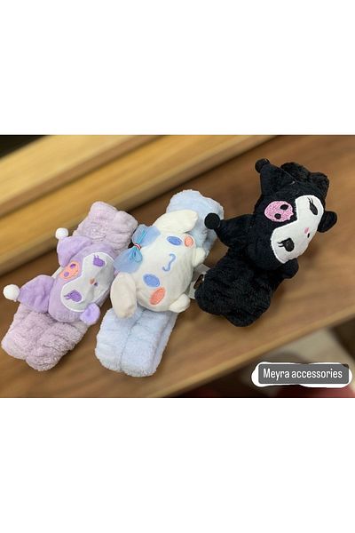 Meyra Accessories 1 piece cute hair bandana kuromi cinnamaroll lu plush hair bandana