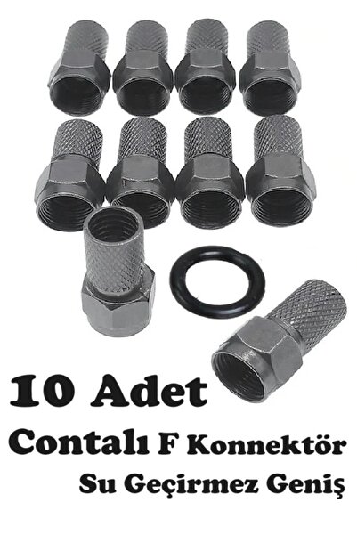 ANKTEK On 10 Adet Contalı F Konnektör Rg6 Kalın Kablo Uyumlu Geniş Su Geçirme...