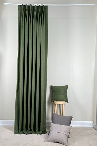 ARIKAN HOME Yüksek Kalite Yıkanabilir Çam Yeşili Renk Amerikan Pile Fon Perde...