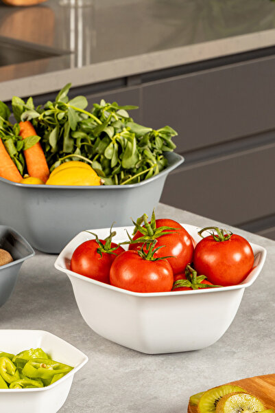 Vienev White-Anthracite Set of 4 Hex Bowl