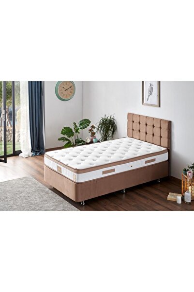 Niron Yatak Latte Tek Kişilik Yatak Baza Başlık Seti - Ortopedik Sert Yatak, ...