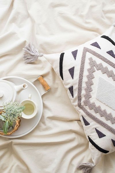 UON Decorative Pillowcase Punch Ethnic Patterned Cotton Throw Pillow Case Cream Color 35x50 Cm