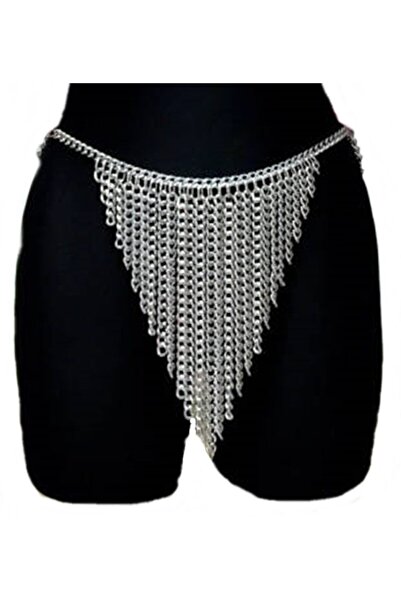 Nishstyle Gümüş Renk Oryant Model Önden Ve Arkadan Üçgen Bel Basen Kolyesi