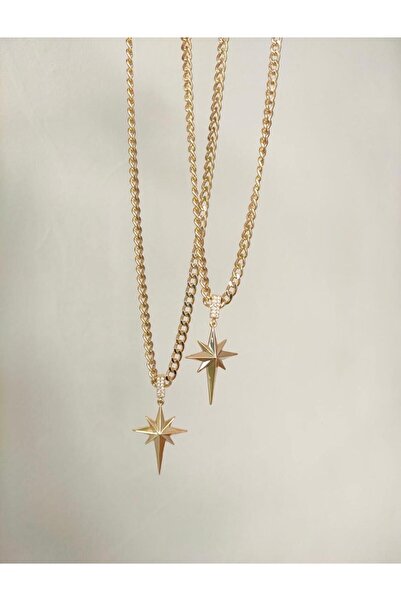 EGES SHİNE Kadın Ince Zincirli Taşlı Yeni Sezon Kutup Yıldızıı Kolye (1 Adet )