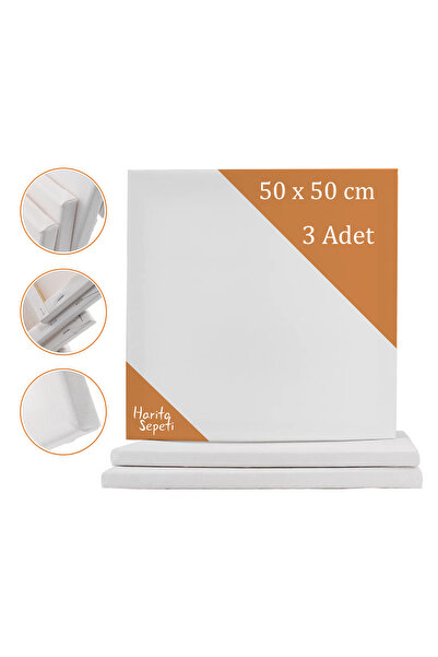 Harita Sepeti 50x50 cm 3 Adet  Kare Boş Tuval Tablo