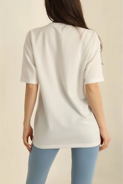 Boi Unisex Wondrous Printed Oversize Combed Cotton T-Shirt - Loose Fit, Black and White