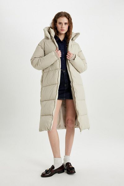 DeFacto Wasserabweisender langer Parka-Mantel mit Kapuze und Reißverschluss – C0486ax23wn