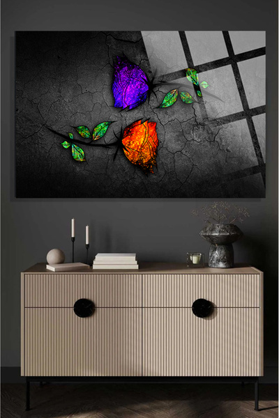 TAULART Renki Elmas Roses 4mm Pictură din sticlă temperată de înaltă definiți...