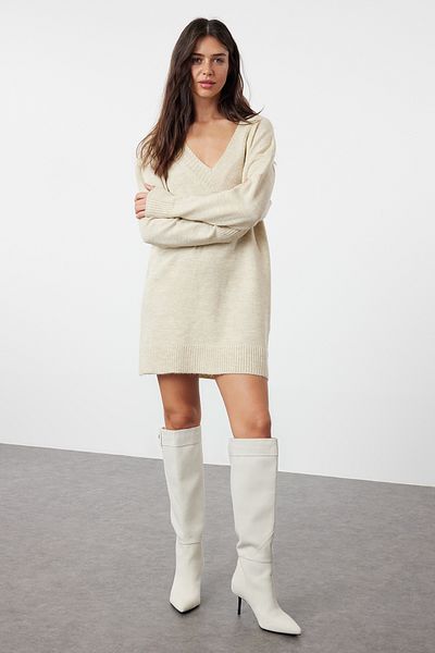 Trendyol Collection Wide Fit Soft Textured Mini Knitwear Dress - Twoaw24El00086