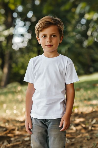 TRENDYOLKIDS Πλεκτό μπλουζάκι Unisex λευκό με λαιμόκοψη - TKDSS24TS00017