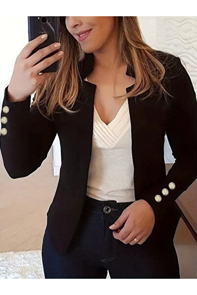 Moka Shopin Long Sleeve Crepe Women's Jacket - Sleeve Button Detail