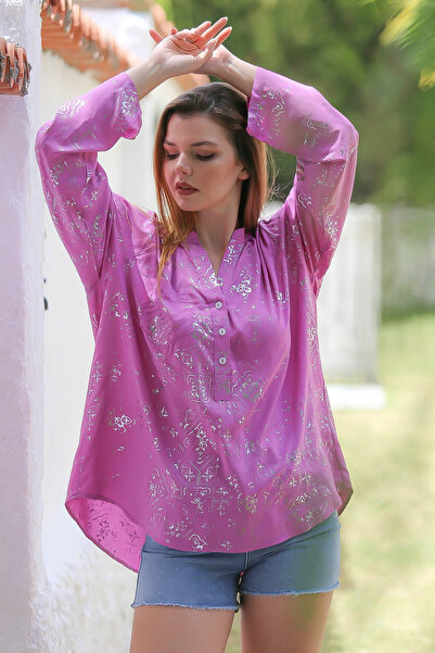 Chiccy Φούξια γιακάς δικαστή - Μακρυμάνικη μπλούζα με κουμπιά