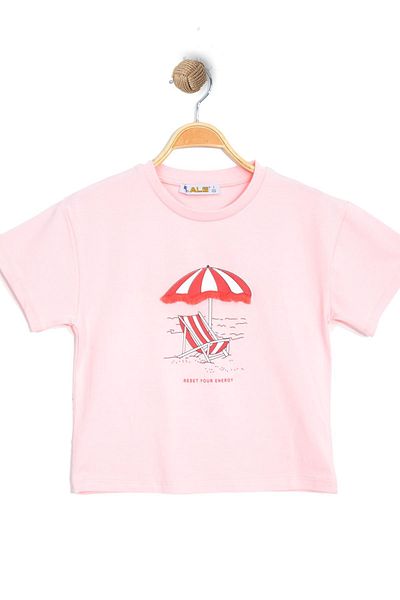 Moka Shopin تي شيرت وردي مطبوع 3-7 سنوات -624636.1576