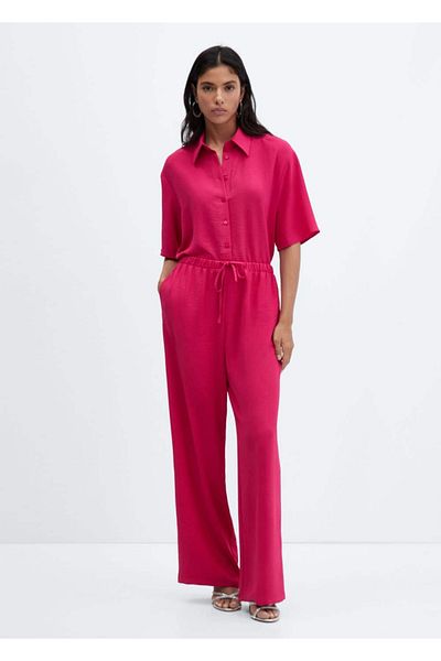 MANGO Woman Elastic waistband wideleg pants