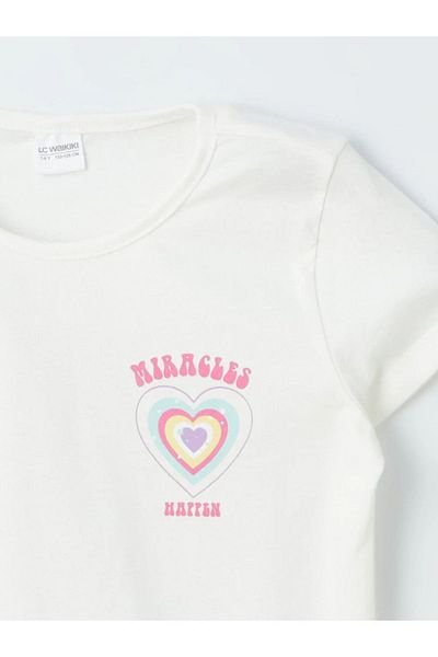 LC Waikiki Σετ πιτζάμες με κοντό μανίκι LCW Kids Girl Child Crew με λαιμόκοψη