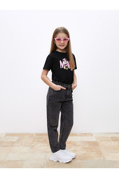 LC Waikiki Elastic Waist Ripped Detailed Girl's Jean Trousers