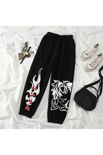 Touz Moda Streetwear Harajuku Anime Oversize Unisex Μαύρο Φούτερ με στάμπα