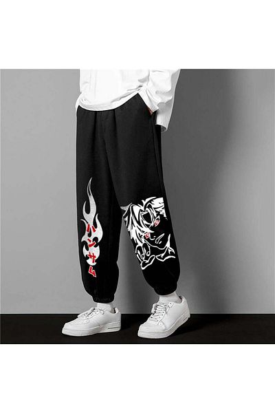 Touz Moda Streetwear Harajuku Anime Oversize Unisex Μαύρο Φούτερ με στάμπα