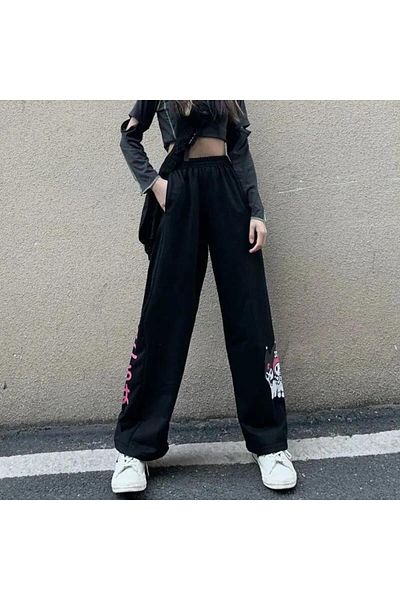 Touz Moda Street Style Kuromi & Melody Printed Unisex φαρδιά αθλητική φόρμα