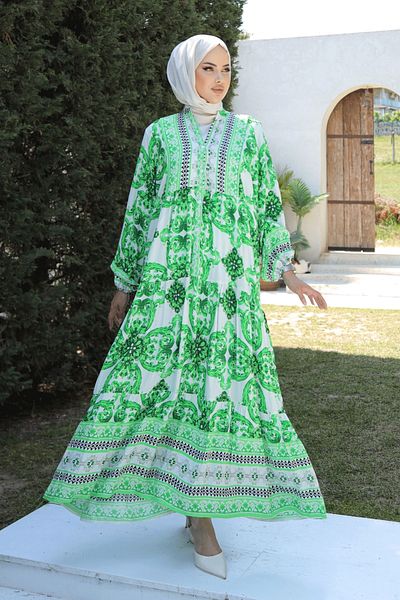 InStyle Casual Green Viscose Marbled Dress