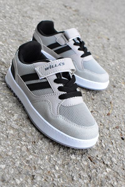 Aleza Shoes Unisex Kids Gray Velcro Casual Sneakers