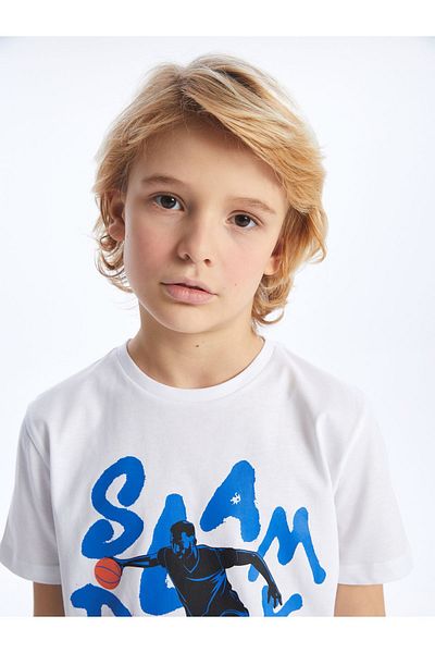 LC Waikiki Băiat - Tricou cu mânecă scurtă cu decolteu și imprimat