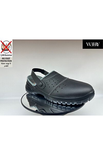 e&e Mekap 210 211 O1 Siyah Unisex Ortopedik Tabanlı Çeliksiz Gıda Fabrika Aşçı Şef İş İçin Sabo Terlik