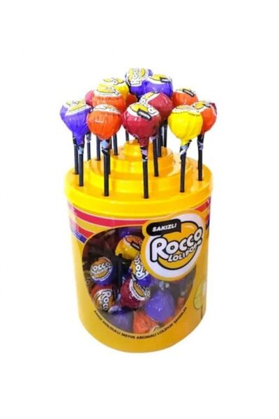 Rocco Sakız Dolgulu Meyve Aroma Lolipop Şeker 90 Adet Sakızlı