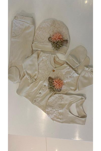 Bebbemini Baby Girl 5 Piece Organic 0-3 Months Hospital Release Set 1001785