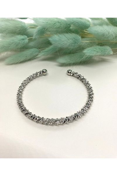 staınless steel Steel Bracelet - Serrated Cuff Design