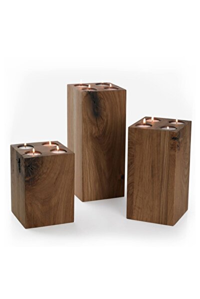 KÜTÜKhouse Ahşap Mumluk Set 3'lü