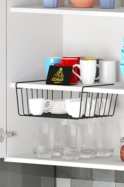 HOMETRENDY 1 Adet İstiflenebilir Asılı Sepet Raf Altında Asılı Metal Tel Depo...