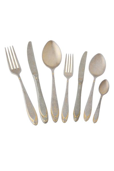 Jumbo Morfeu 12 Person 84 Piece Antique Gold Fork Spoon Knife Set