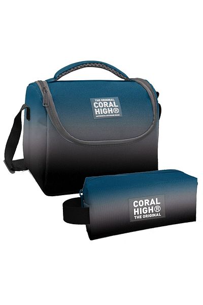 Coral High Set cutie de prânz și suport pentru stilou cu model gri Nefti pentru băiat