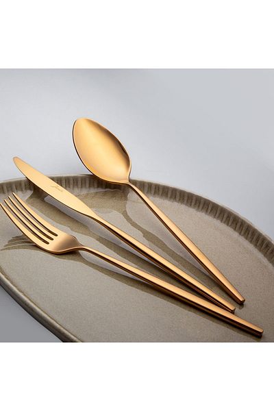 Jumbo 5900 Infinity 12 Person 84 Piece Titanium Bronze Cutlery Set