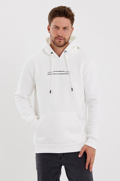 CLIPMAN Hanorac cu glugă cu imprimeu Slim Fit pentru bărbați, alb