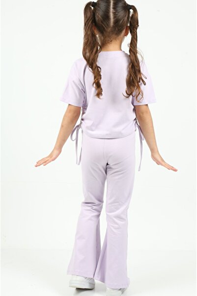 BALKABAĞI Lilac Slit Leggings & Drawstring T-shirt Girls' Set TYK0011