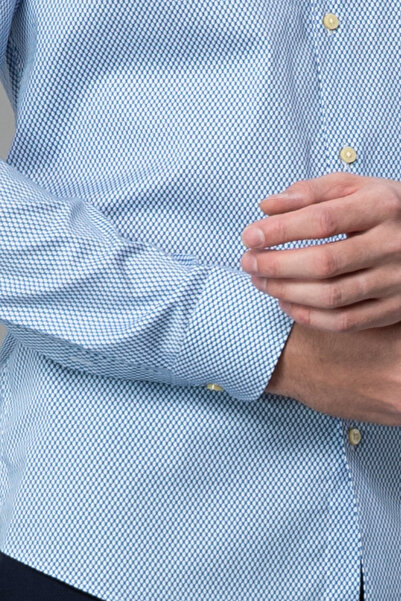 Lufian John Erkek Smart Gömlek Slim Fit Mavi