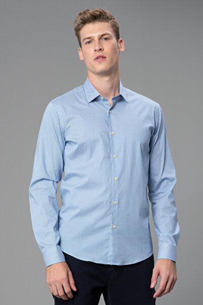 Lufian John Erkek Smart Gömlek Slim Fit Mavi