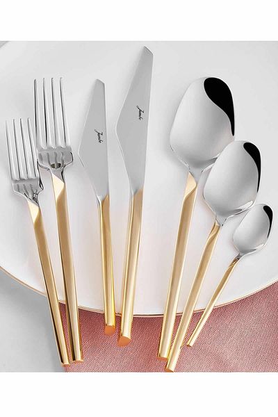 Jumbo 5100 Quartz Gold 12-Person 84-Piece Cutlery Set