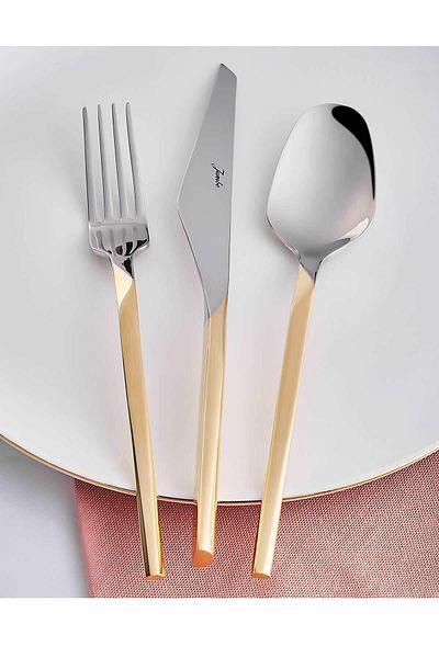 Jumbo 5100 Quartz Gold 12-Person 84-Piece Cutlery Set
