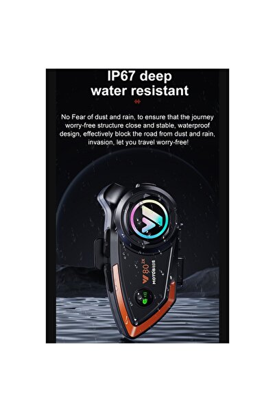 mimtec Çift Kişilik Motosiklet Kaskı Bluetooth Kulaklığı, İnterkom - IPX67, 1000mAh Pil