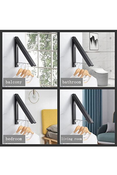 CEPHOME Duvara Monte Kıyafet Askısı Katlanır Asılı Ray Çubuk Dolap Kancaları (GÜMÜŞ, ÇUBUK) 2 Adet