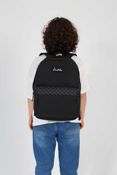 KAUKKO Smoke Check Patterned School Backpack - Basic Colors K1630